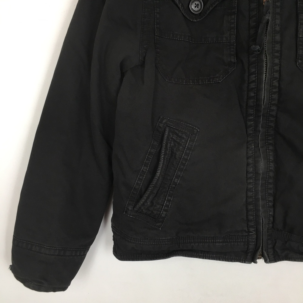 Vintage American Eagle Barn Chore Coat Jacket Canvas Black Quilt Lined Mens L - Picture 3 of 13